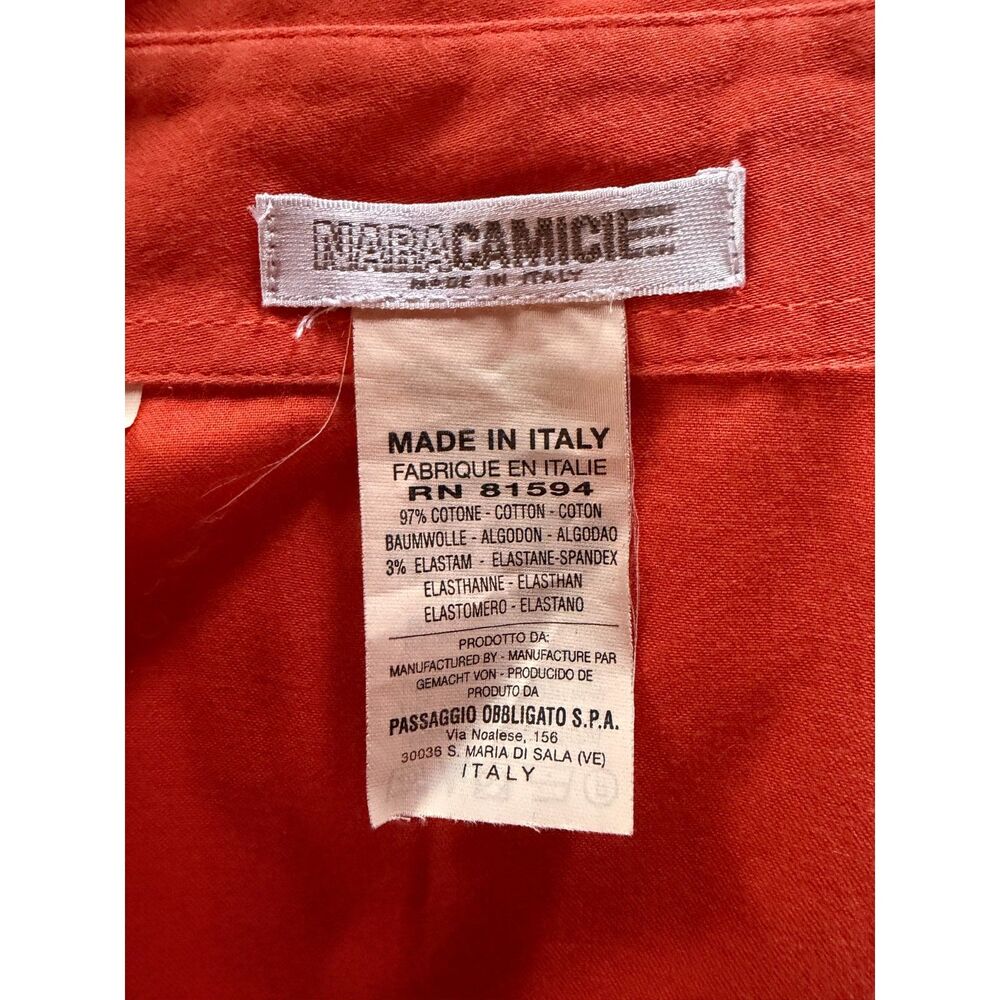 Vintage Nara Mamicie Cotton made in Italy Orange Holiday Fall Long Blouse Dress - Picture 9 of 13